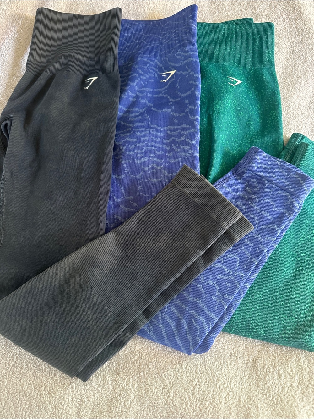 Gymshark Kids Leggings Trio - Black, Blue, Green